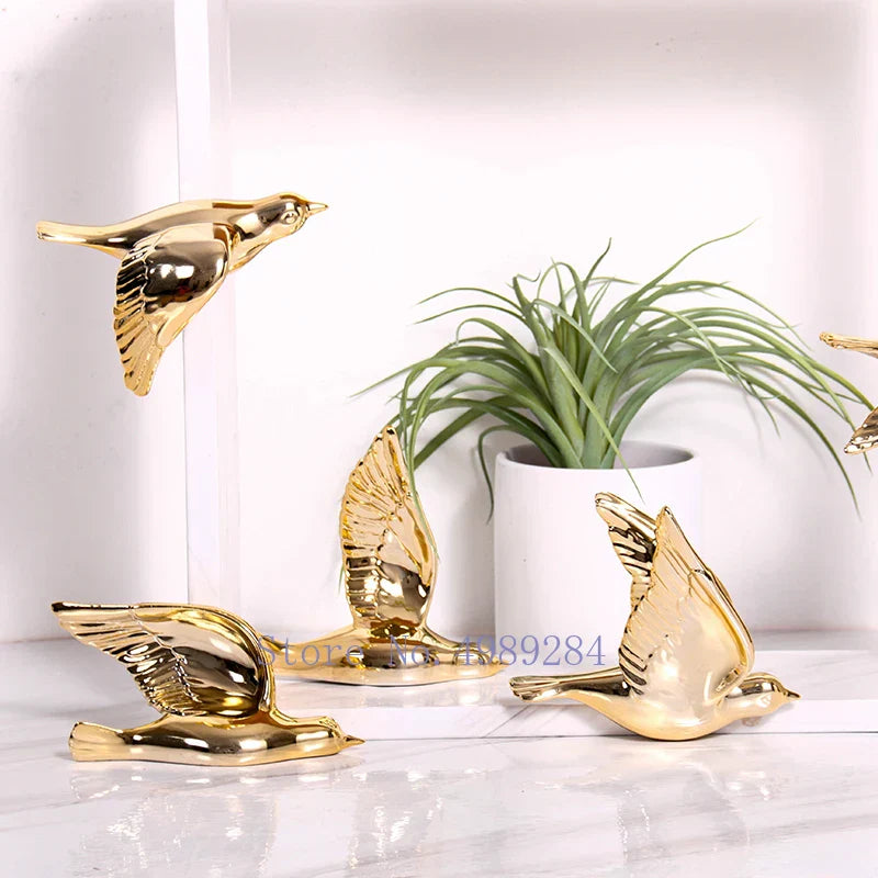 DecorBites™ Golden Bird Wall Hanging Modern Decor Pigeon Accessory