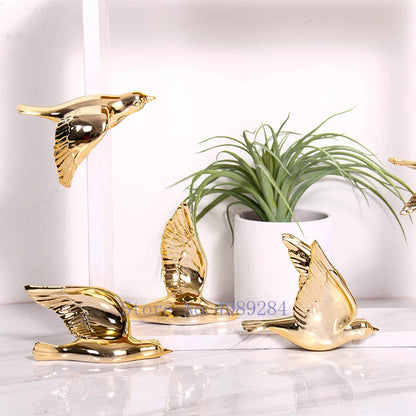 DecorBites™ Golden Bird Wall Hanging Modern Decor Pigeon Accessory