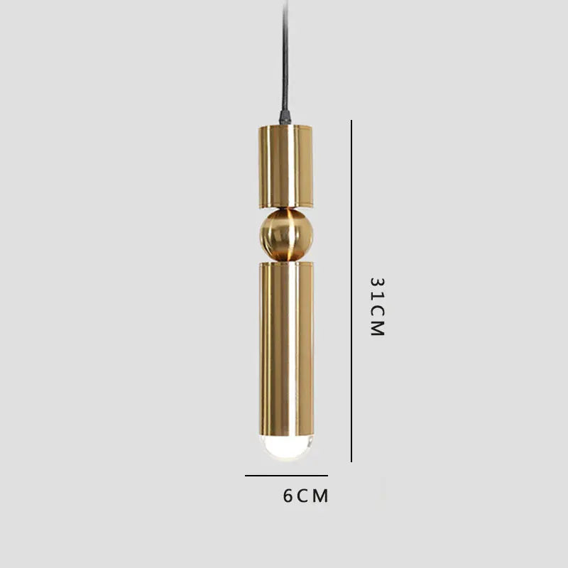 DecorBites™ Goldene Zylinderrohr-LED-Pendelleuchte – Modernes nordisches Design