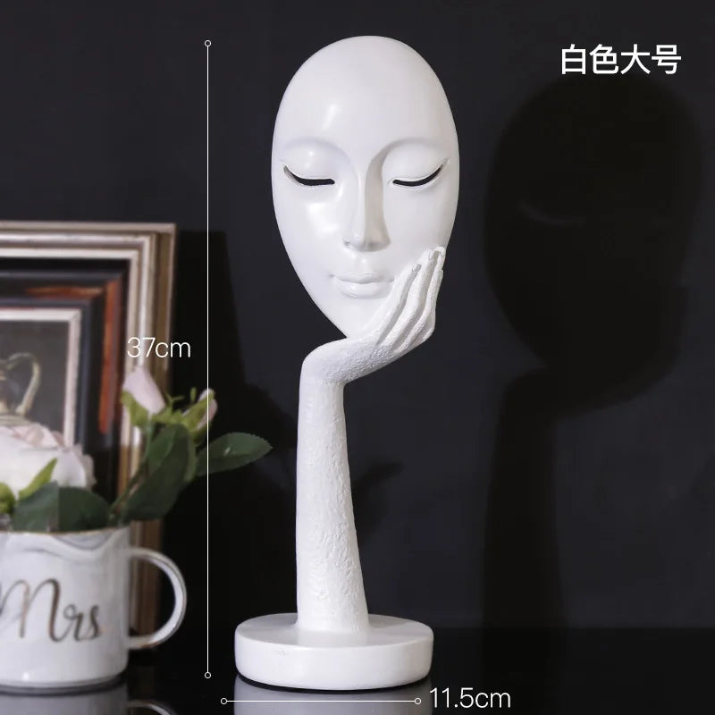 Decorbites™ Escultura de Arte Abstracta de Rostro Femenino en Resina, Adornos para la Decoración del Hogar