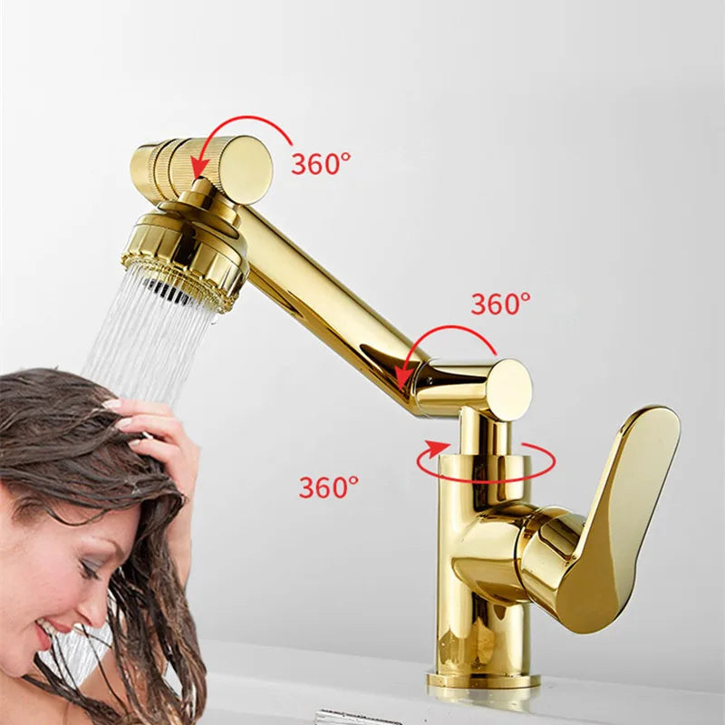 Decorbites™ Gold- und Schwarzes Badezimmer-Wasserhahn mit Heiß-Kalt-Wasser-Mischer – Deckenmontiert