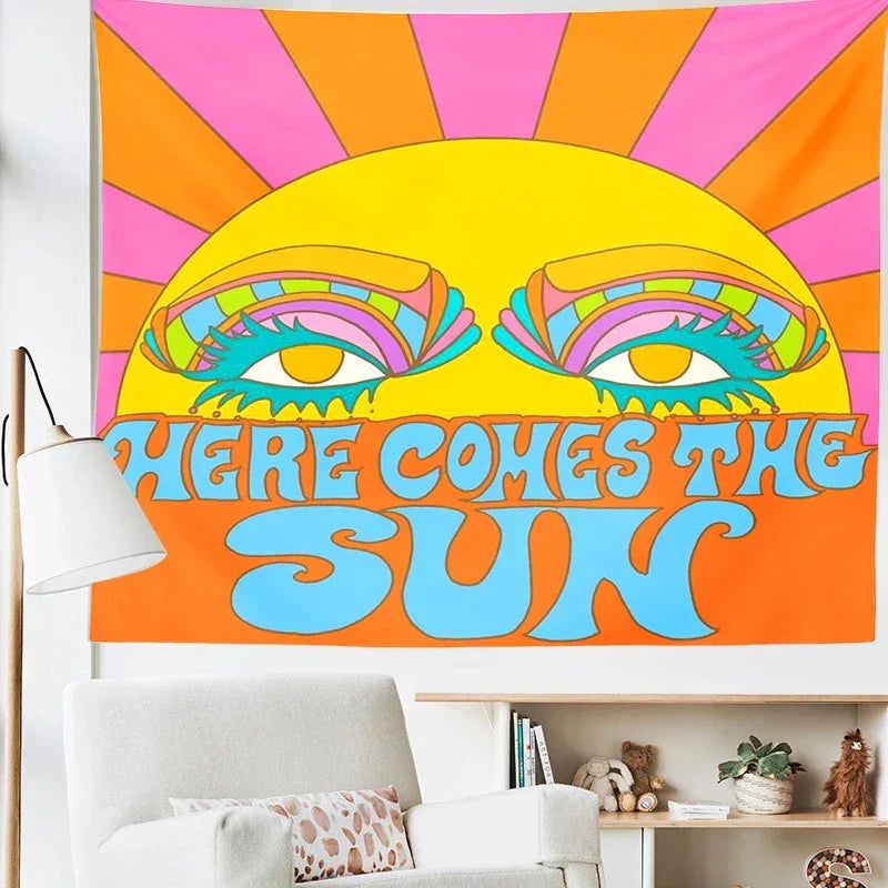 Decobites Sunshine Boho Tapestry - Colorful Psychedelic Wall Hanging, Bedroom & Living Room Decor