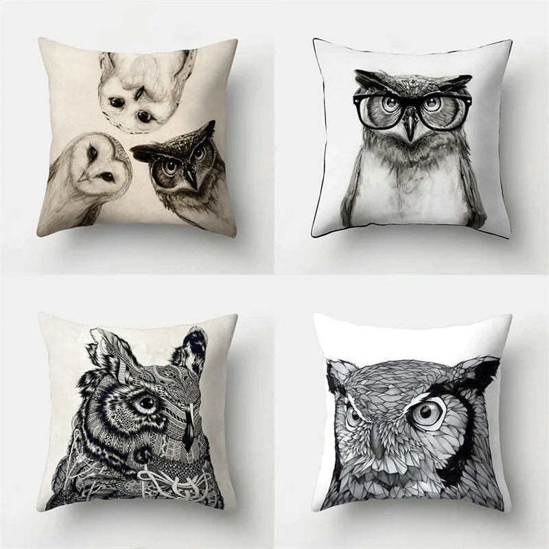 DecorBites™ Cute Owl Cushion Pillow Cover for Home Sofa Bedroom Decor