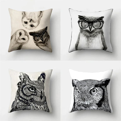 DecorBites™ Cute Owl Cushion Pillow Cover for Home Sofa Bedroom Decor