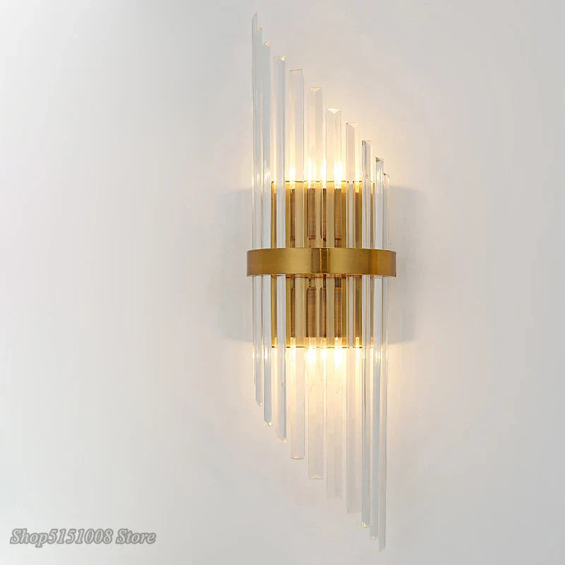 DecorBites™ Crystal Golden Wall Lamp: Luxury American Country Light for Home, Hotel, and Office