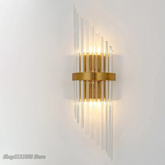 DecorBites™ Crystal Golden Wall Lamp: Luxury American Country Light for Home, Hotel, and Office