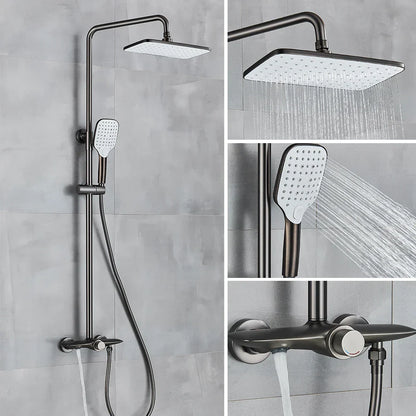 DecorBites™ Black Gray Wall Mounted Shower System Set with Bathtub Faucet