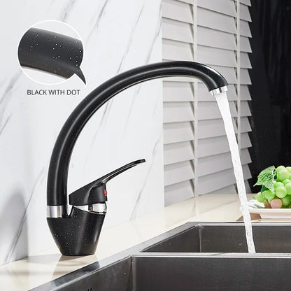 DecorBites™ Brass Black Kitchen Sink Faucet Single Handle Swivel Spout Mixer Tap
