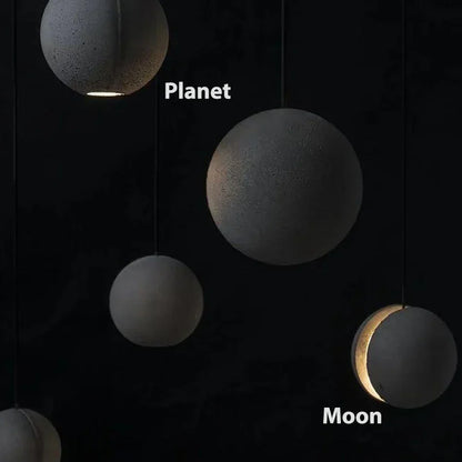 DecorBites™ Cement Pendant Light | Nordic Design Moon Planet Hanging Lamp for Dining Room
