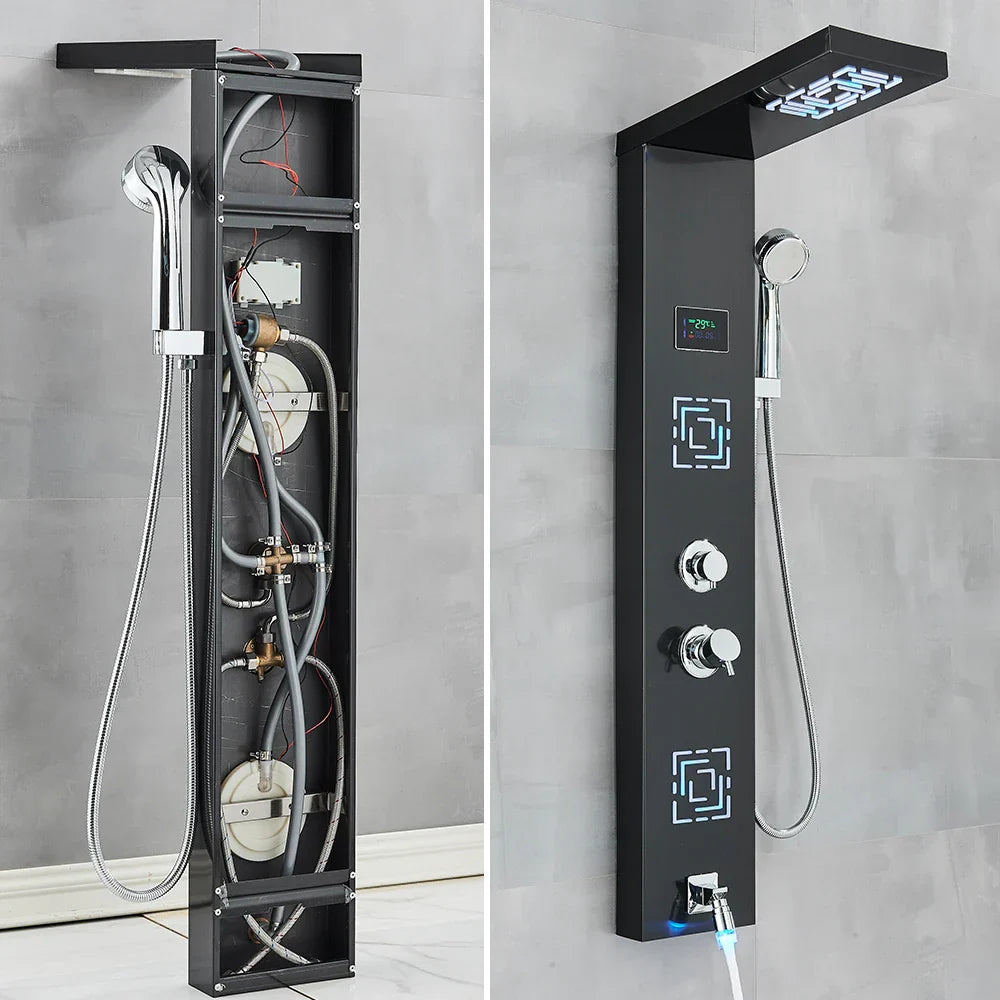 Black LED Rainfall Shower Panel