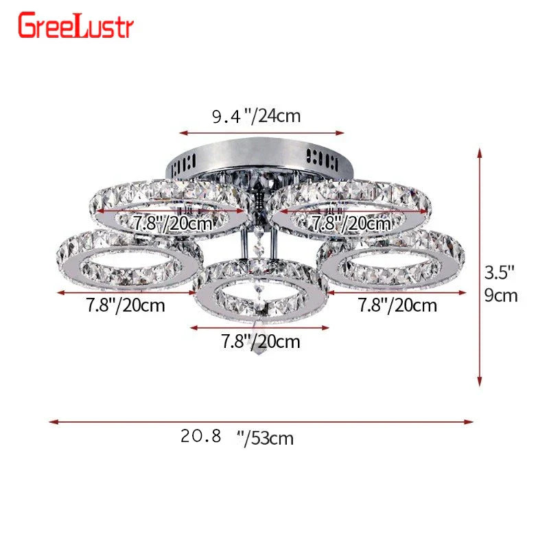 DecorBites™ Crystal LED Ceiling Light Rings - Stainless Steel Plafonnier Lamp