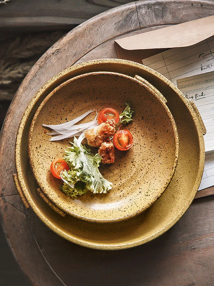 DecorBites™ Japanese Style Ceramic Round Plate - Restaurant Quality Dinnerware