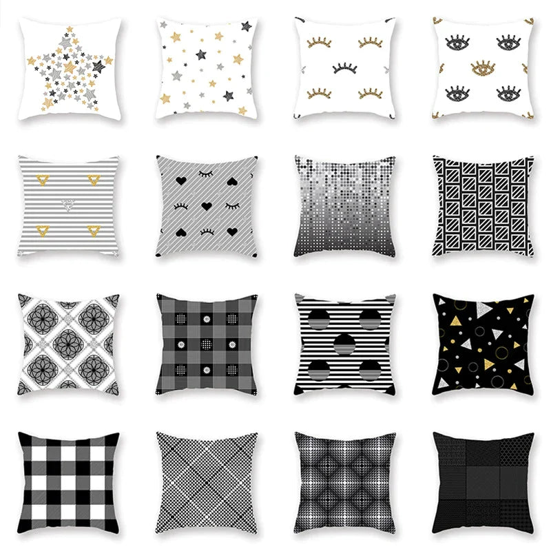 غطاء وسادة بطبعة خطوط نجمية هندسية من ديكوربايتس™ - للبيع بالجملة، 45×45 سم