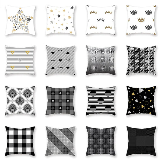 غطاء وسادة بطبعة خطوط نجمية هندسية من ديكوربايتس™ - للبيع بالجملة، 45×45 سم