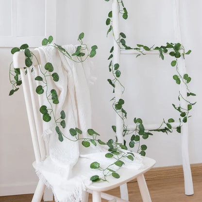 DecorBites™ Artificial Hanging Christmas Garland Green Silk Leaves for Home Wedding Garden