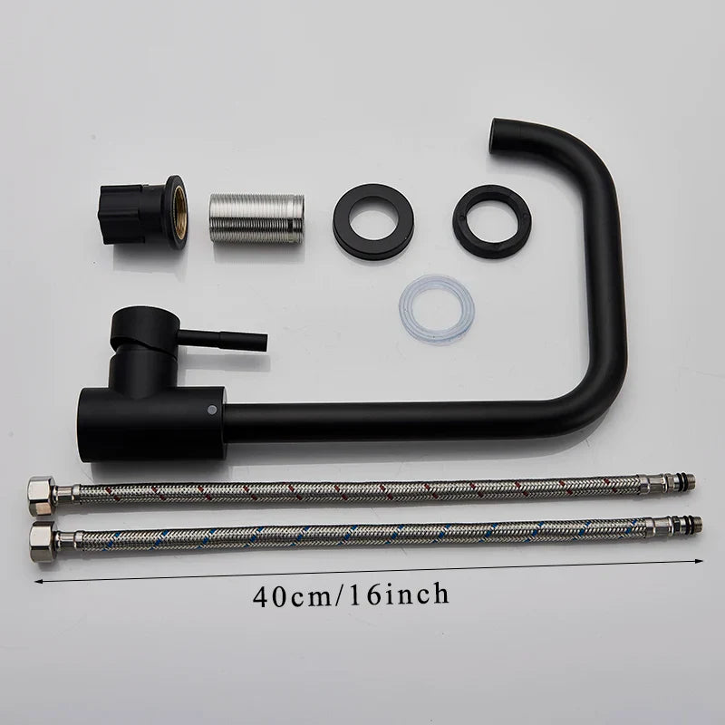 DecorBites™ Kitchen Faucet Hot Cold Water Mixer - Matte Black/Brushed Nickel Kitchen Taps