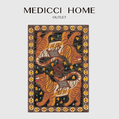 DecorBites™ Double Tiger Bohemian Moroccan Rug Retro Decor for Living Room