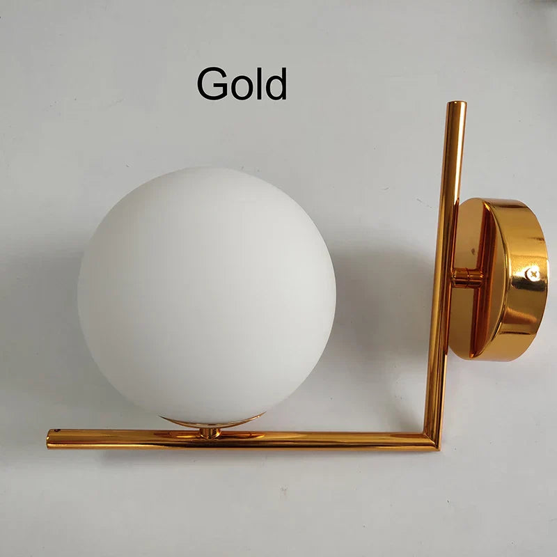 DecorBites™ Gold Glass Ball Wall Sconce LED Round Ball Wall Lamp
