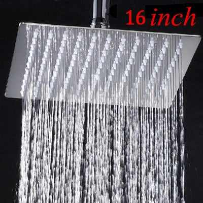 DecorBites™ 12-inch Square Rain Shower Head with Ceiling/Wall Mount in Chrome/Gold/Brushed/Black Finish