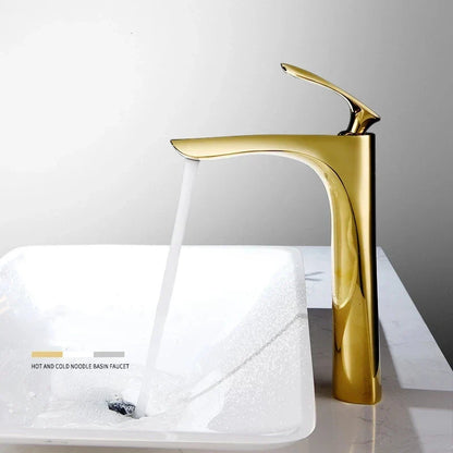 DecorBites™ Gold Basin Faucet with Single Handle Hot & Cold Water Mixer Deck Mount