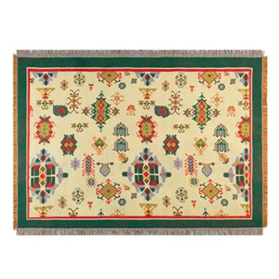 DecorBites™ Bohemian Cotton Thread Knitted Blanket - Ethnic Throw with Tassel, Sofa Cover, Bed/ Wall Tapestry - Home Decor