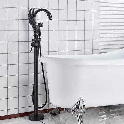 DecorBites™ Black Bathtub Faucet Hot Cold Water Mixer Taps Shower Set Floor Mounted