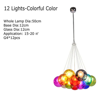 Decorbites™ Klar-Glas-Lüster mit bunten Wandlampen, LED-Hängeleuchte für Wohnzimmer und Kinderzimmer