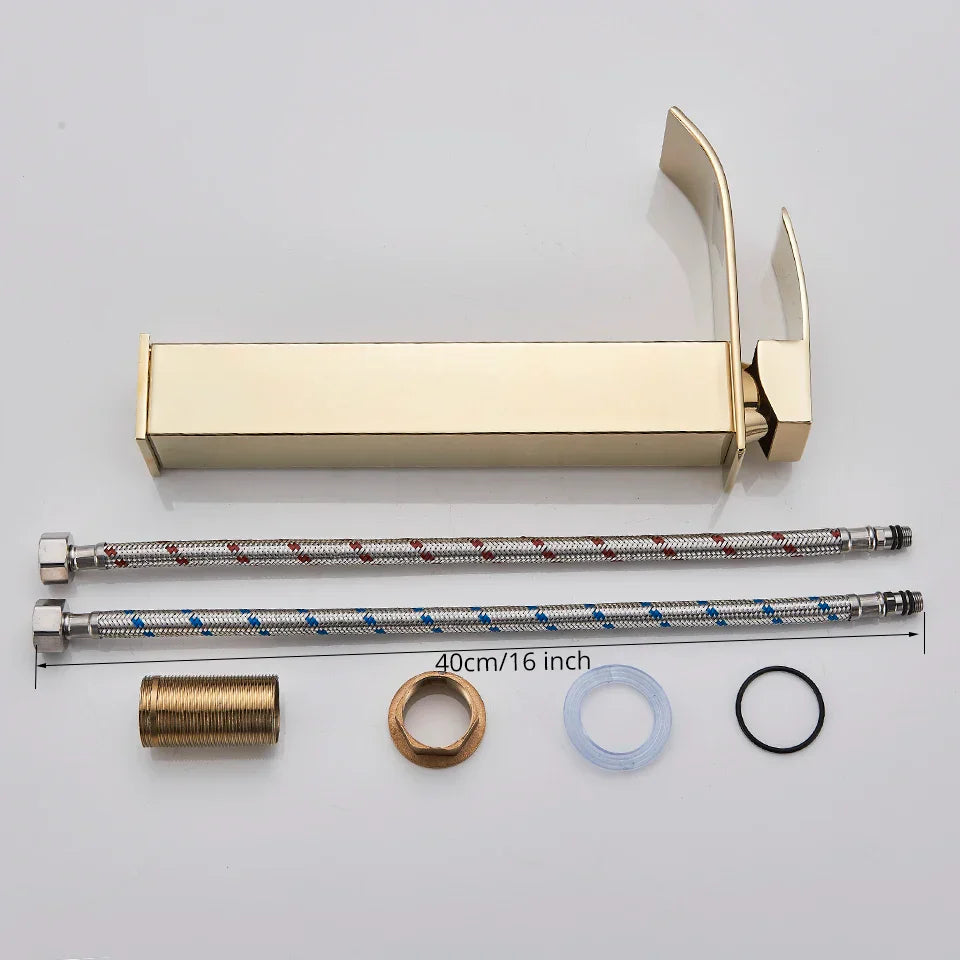 DecorBites™ Gold Basin Faucet Single Level Mixer Tap Hot Cold Water Bathroom Sink Tap