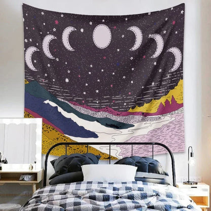 Decobites Psychedelic Snake Moon Flower Tapestry Hippie Wall Hanging Home Decor