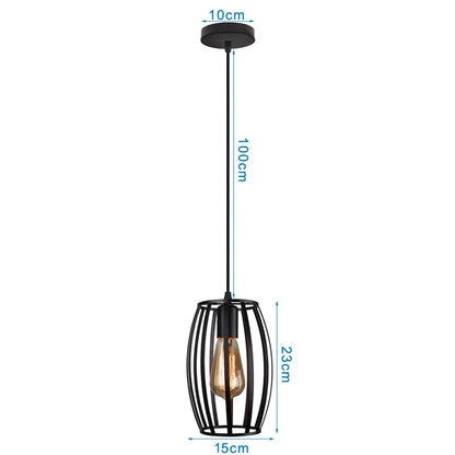 DecorBites™ Industrial Nordic Cage Pendant Light, Black Iron Retro Loft Hanging Lamp