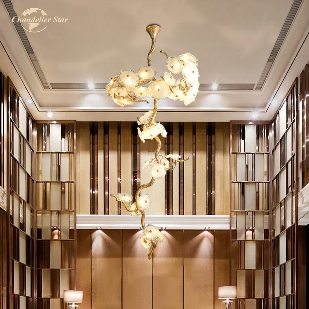 DecorBites™ Branch Glass Chandelier LED Lights for Living Room Dining Staircase Villa