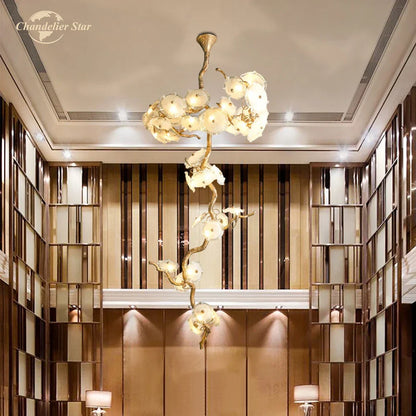 DecorBites™ Branch Glass Chandelier LED Lights for Living Room Dining Staircase Villa