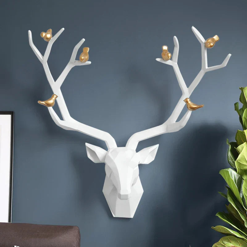 DecorBites™ Deer Head Wall Decor Sculpture | Modern Abstract Animal Statue for Home Decor
