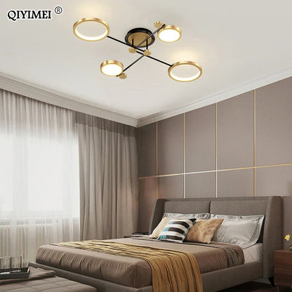 DecorBites™ Gold Frame LED Chandelier: Modern Lighting for Living Room, Bedroom - Indoor Fixture & Lustres