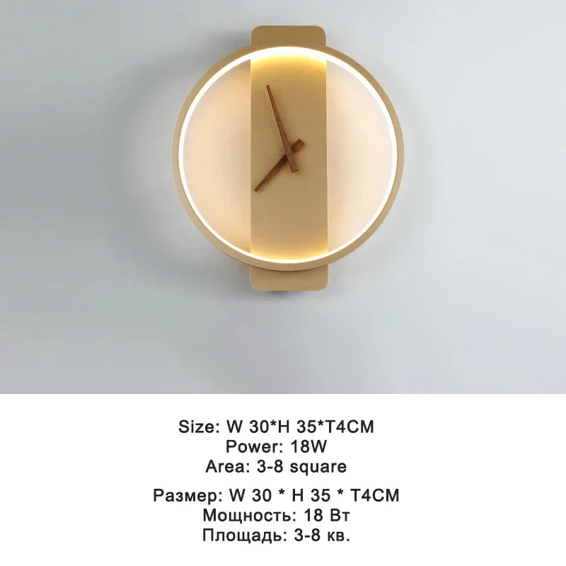 DecorBites™ LED Wall Clock Lamp Indoor Light Fixture Home Decor Bedroom Living Room