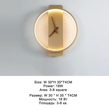 DecorBites™ LED Wall Clock Lamp Indoor Light Fixture Home Decor Bedroom Living Room