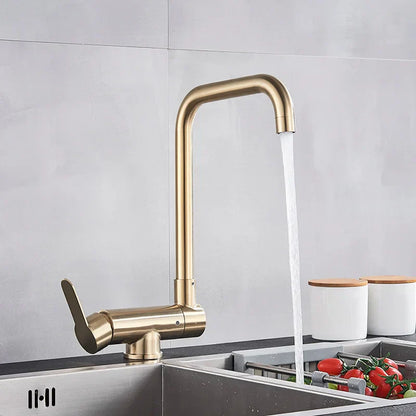 صنبور مطبخ دوار أسود من ديكوربايتس™ | صنبور خلاط بمقبض واحد قابل للطي