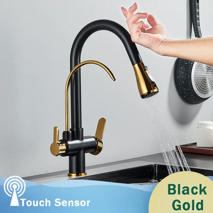 DecorBites™ Black Dual Modes Kitchen Faucet 2 in 1 Pure Water Mixer Tap