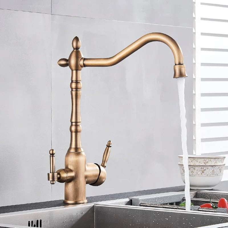 Decorbites™ Küchen-Wasserfilter-Mischbatterie mit doppeltem Auslauf, 360°-Drehung und Wasserreinigung