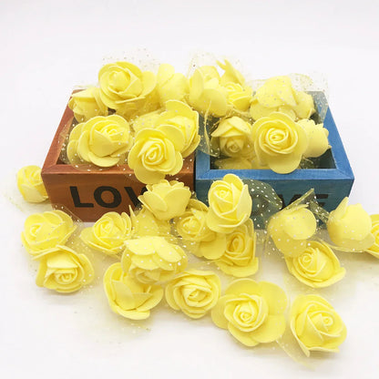 DecorBites™ Handmade Foam Rose Flower Heads | 100Pcs Wedding Craft Decoration