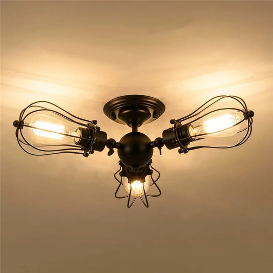 DecorBites™ Industrial Vintage Ceiling & Wall Lights: Metal Iron Cages, Adjustable Indoor Fixtures