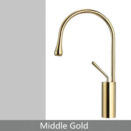 DecorBites™ Brushed Gold Brass & Marble Bathroom Sink Faucet