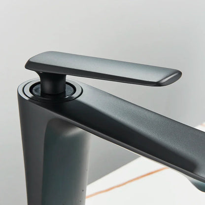 DecorBites™ Black Brass Bathroom Sink Faucet, Hot Cold Water Mixer, Single Handle Deck Mount