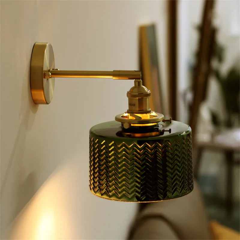 DecorBites™ Green Glass Nordic Wall Sconce LED Light for Bedroom Bathroom Mirror