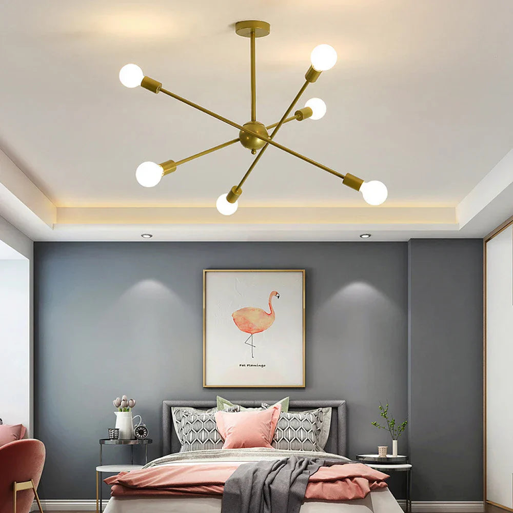 Lámpara de techo LED DecorBites™: Estilo Sputnik moderno e industrial para sala de estar y dormitorio