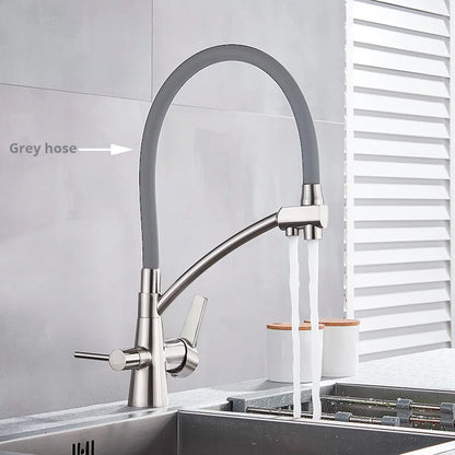 DecorBites™ Dual Spout Kitchen Faucet with Water Purification and Flexible Rotation