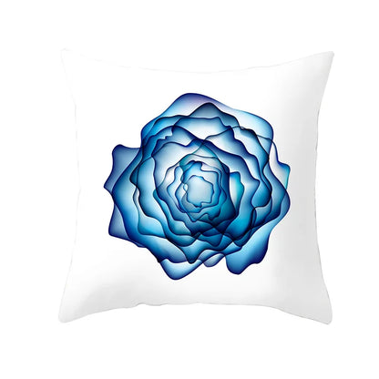 DecorBites™ Blue Ink Gold Edge Geometric Cushion Cover - Polyester Throw Pillow Case