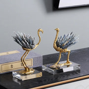 Decorbites™ Grulla Dorada de Cobre y Cristal Artesanía Decorativa para el Hogar Hecha a Mano