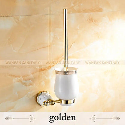 DecorBites™ Golden Bath Hardware Set: TP Holder, Towel Rack, Tissue Holder, Cup Holder, Robe Hook