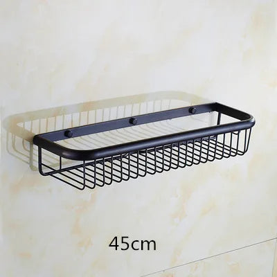 Estante de baño de latón dorado Decorbites™ con perchero para toallas, soporte para champú y canasta